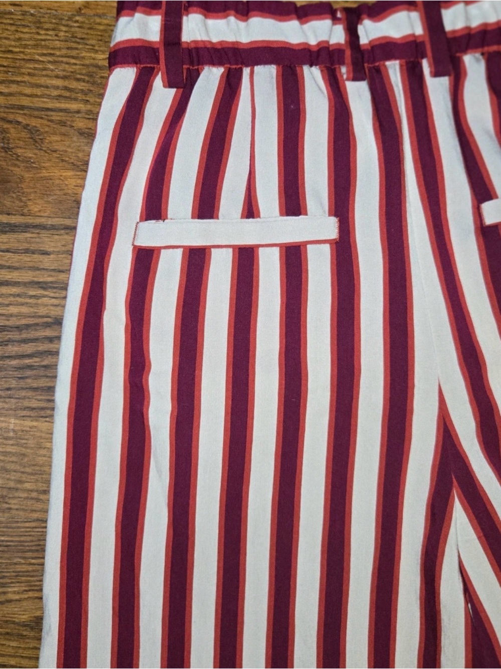 Zara Red and Cream Vertical Stripe Wide-Leg Pants trousers nwt - Picture 3 of 6